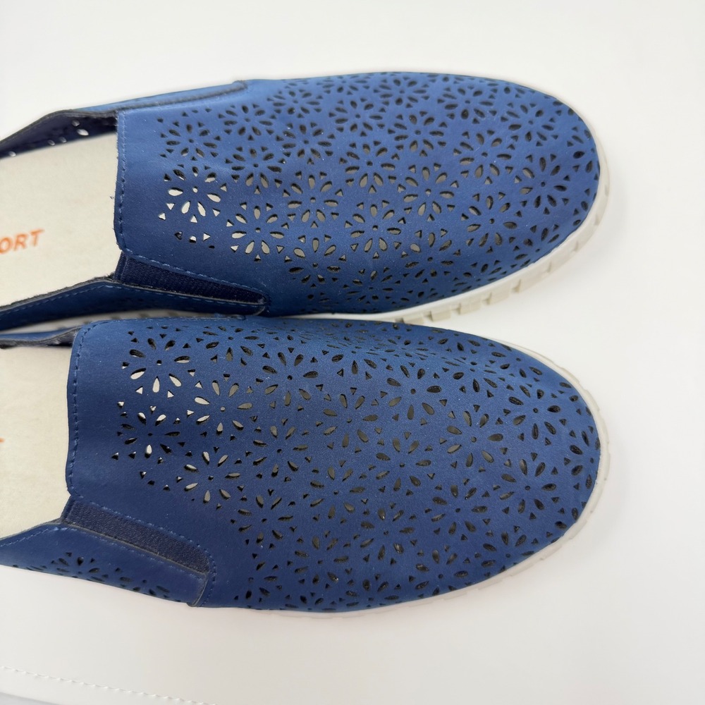J Sport Women's 7 Blue Floral Mule S2FLM73 Laser Cut Slip On Comfort Clog - Picture 9 of 13